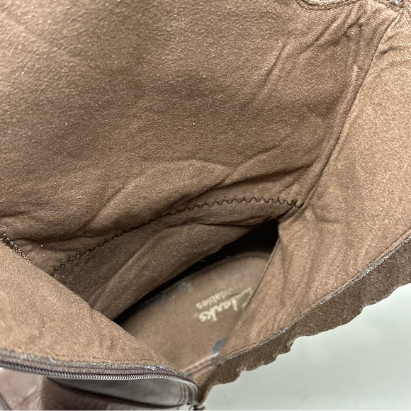 Clarks Bendables Brown Leather Zip Calf Under the Knee High Boots Size 9 - Picture 10 of 12
